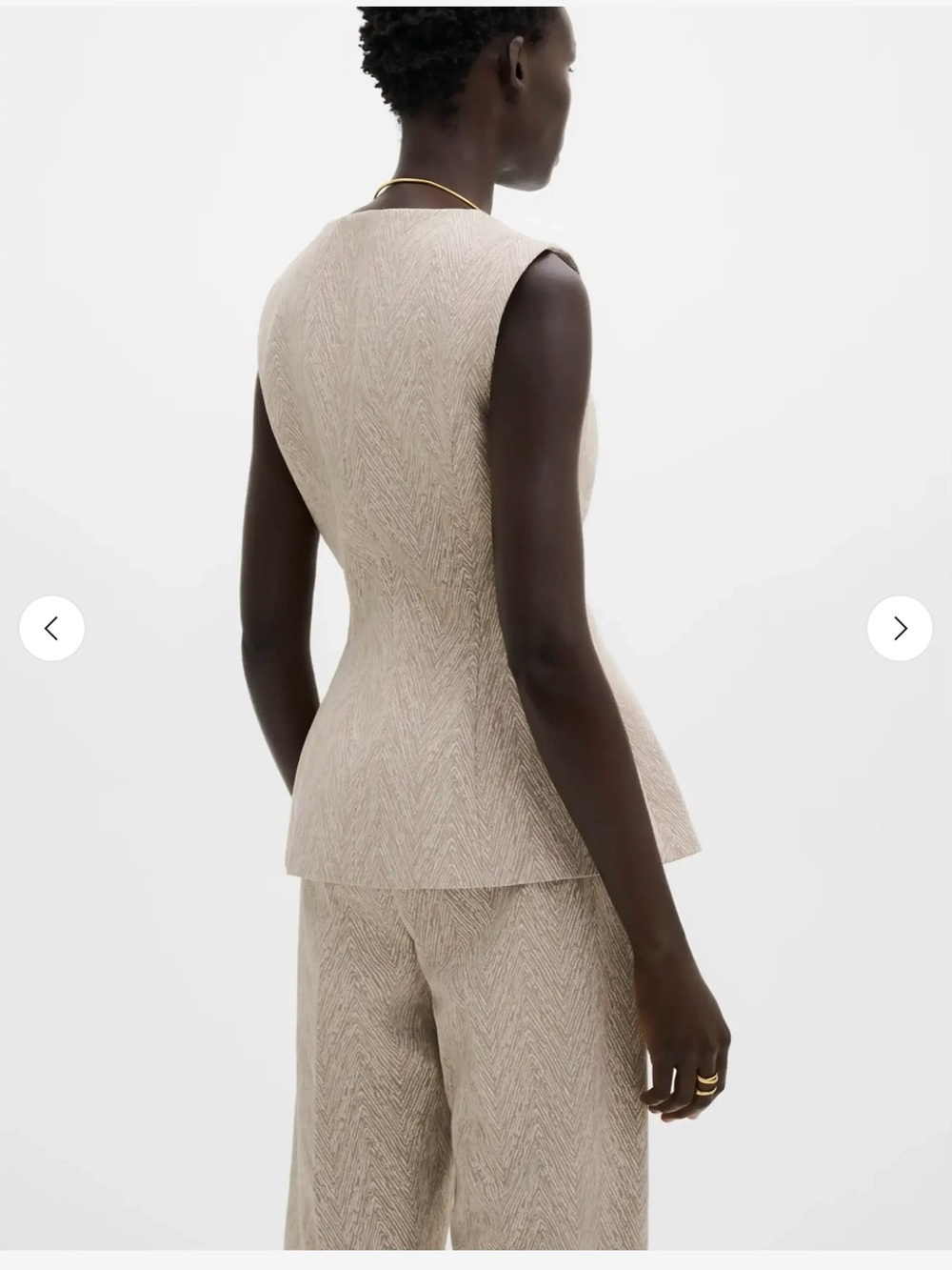 By Malina cream Tailored Sleeveless Peplum Vest textured smart casual NWT - Picture 3 of 5